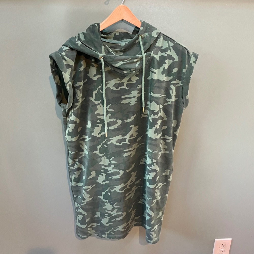 Sundays Camouflage Sleeveless Hoodie Dress Casual Hooded Mini Dress Women Size 0